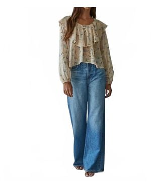 By Together Foster Floral Print Layered Blouse - Blue