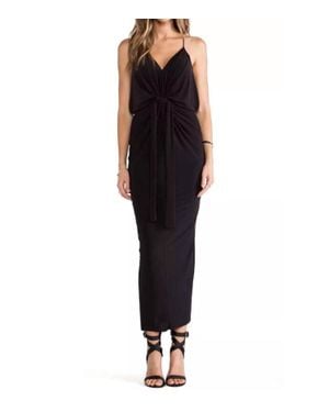 MISA Los Angles Domino V-Neck Knot Front Maxi Dress - Black