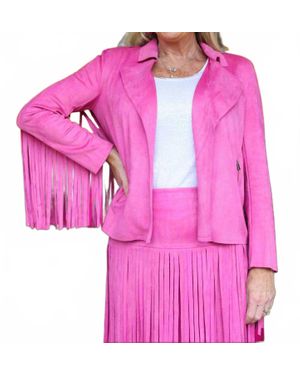 WAY?® Suede Fringe Jacket - Pink