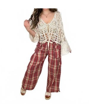 Bibi Truth Be Told High-Rise Cotton Blend Plaid Cargo Pants - Red