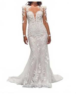 Mori Lee Brinkley Pearl And Crystal Dress - Gray