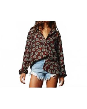 Bucketlist Drea Geometric Print Blouse - Black