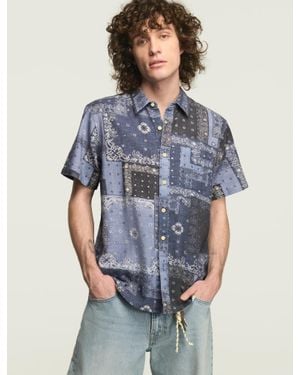 Lucky Brand Short Sleeve Bandana Print San Gabriel Shirt - Blue