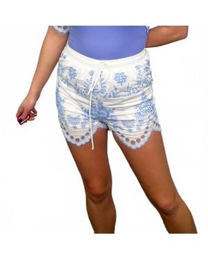 Main Strip Ocean Days High-Rise Cotton Shorts - Blue