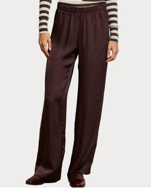 PERFECTWHITETEE Camile Satin Wide Leg Pant - Brown