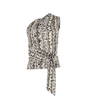 Nanushka Alegra Printed One-Shoulder Top - Black