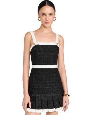 Alice + Olivia Clarine Square Pleated Mini Dress, /Off - Black