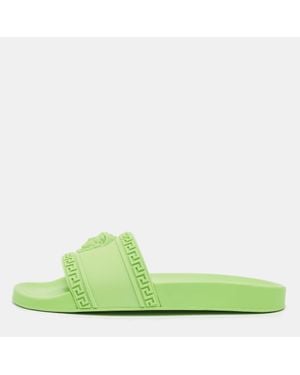 Versace Neon Rubber Palazzo Pool Slides - Green