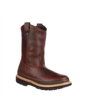 Georgia Boot Wellington Giant Pull-On Work Boot - Brown