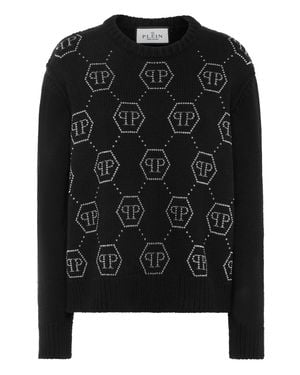 Philipp Plein Pullover Round Neck Monogram - Black
