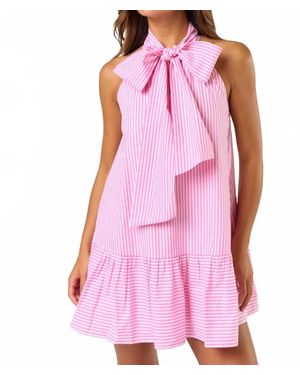 Lalavon Front Bow Sleeveless Mini Dress - Pink