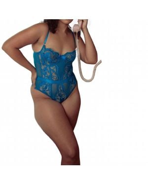 Kilo Brava Embroidered Underwire Bodysuit - Blue