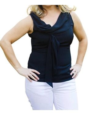 She + Sky Sleeveless Top With Front Details - Blue