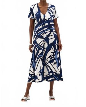 Joseph Ribkoff Abstract Midi Trapeze Dress - Blue