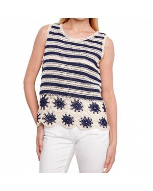Charlie b Striped Sleeveless Crochet Top - Blue