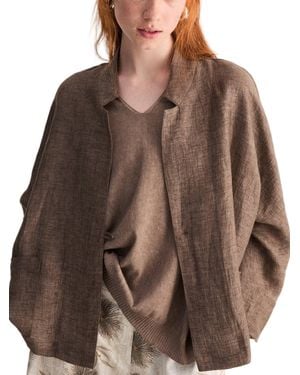 Biancalancia Boxy Textured Woven Jacket - Brown