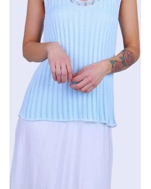 Gigi Moda Positano Mesh Tank Top - Blue