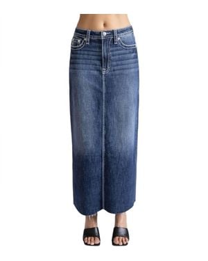 Miss Me Mid Rise Maxi Skirt - Blue