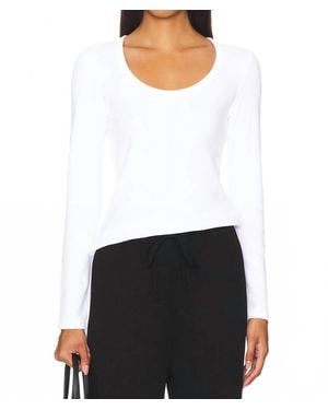 Bobi Long Sleeve Scoop Neck Tee - White
