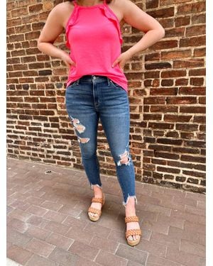 Kancan Amanda High Rise Ankle Skinny Jeans - Blue