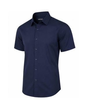 James Tailor Galaxy Slim Fit Short Sleeve Stretch Dress Shirt - Blue