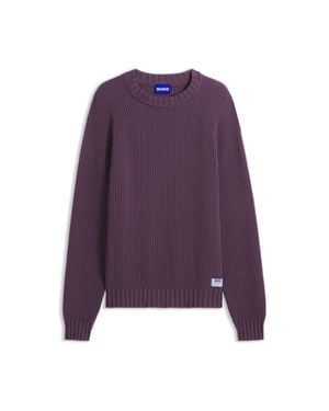 HUGO Relaxed-Fit Cotton Sweater With Raglan Sleeves - Purple