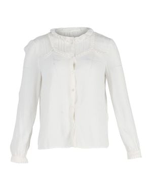 Maje Ruffled Cotton Button-Front Blouse - White