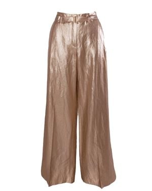 RAFFAELLO ROSSI Anais Foiled Linen Pants - Brown