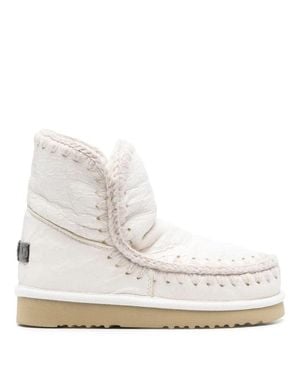 Mou Soft Sheep Leather Casual Closed Ankle Boots - White