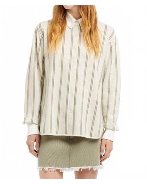 Barrie Long Sleeves Oxford Wide Stripe Shirt - White