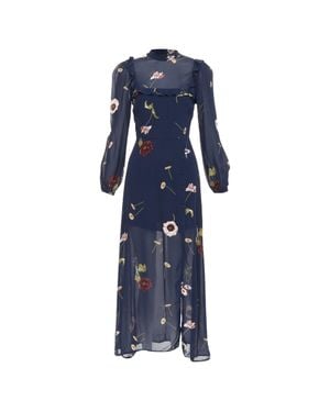 Reformation Gillian Viscose Floral Dress - Blue