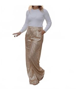 Wisteria Lane Jenna Sequin Wide Leg Pants - White