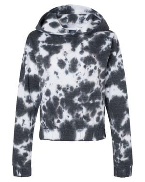 Mv Sport Sueded Fleece Tie-Dyed Crop Hooded Sweatshirt - Pink