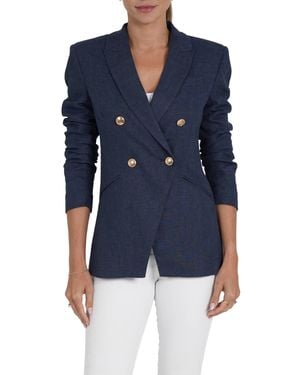Love Token Bessie Linen Blend Blazer - Blue