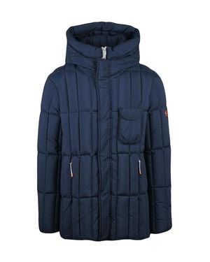 Dekker Quilted Down Jacket With Padded Insulation And Hood - Blue