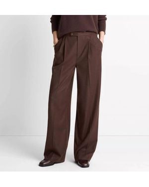 Vince Italian Wool-Blend Pleated Wide-Leg Pants - Brown