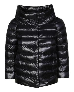 Herno Sleek Puffer Jacket With High Collar - Black
