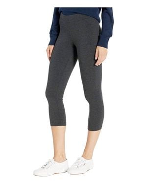 Hue Wide Waistband Blackout Cotton Capri Legging - Blue