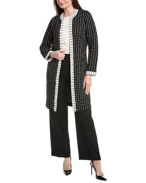 St. John Soft Boucle Windowpane Wool-Blend Kissing Jacket - Black