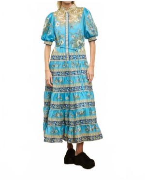ALÉMAIS Cassie Tiered Midi Dress - Blue