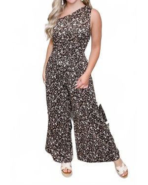 Eldridge Live It Floral One Shoulder Jumpsuit - Brown