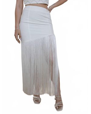 Endless Blu. So Gatsby Fringe Skirt - Gray