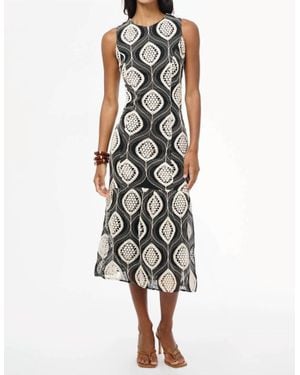 Adelyn Rae Austrid Embroidered Cotton Midi Dress - Black
