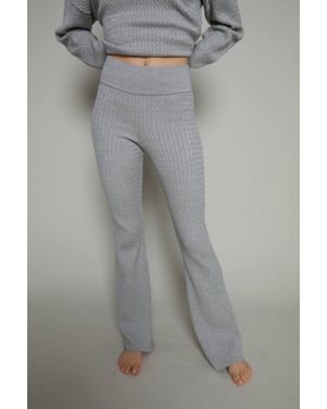 Sister Bloom Chloe Cable Knit Flared Leggings - Gray