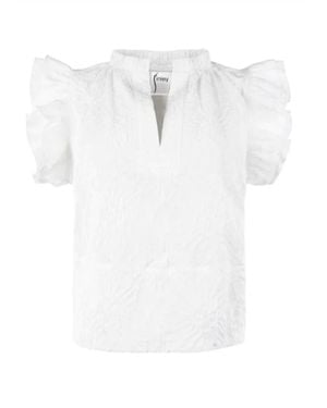 Finley Remy Textured Jacquard Top - White