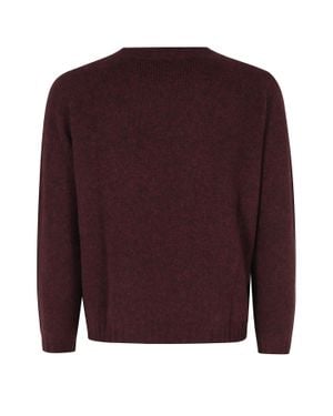 Roberto Collina Crew-Neck Sweater With Three-Quarter Sleeves And Ribbed Cuffs - Purple