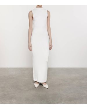 Enza Costa Silk Sweater Rib Mockneck Dress - White