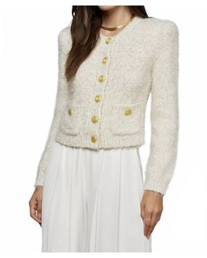 L'Agence Una Knit Cardigan With Lurex - White