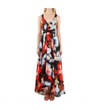 Especia Alejandra Haze Maxi Dress With Cris Cross Tie - Red