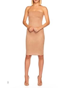 Susana Monaco Faux Suede Tube Strapless Midi Dress - Natural